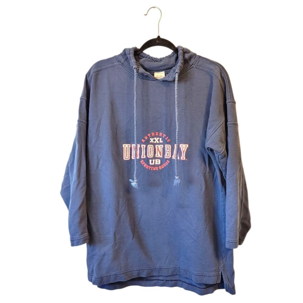 Vintage Y2K Unionbay Navy Blue Cowl Neck Sweatshirt Size S